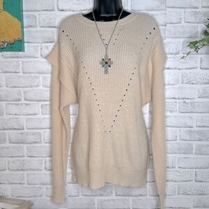 MISIA Ivory Knit Sweater Cozy Loose Warm Size XL Boho Hippie